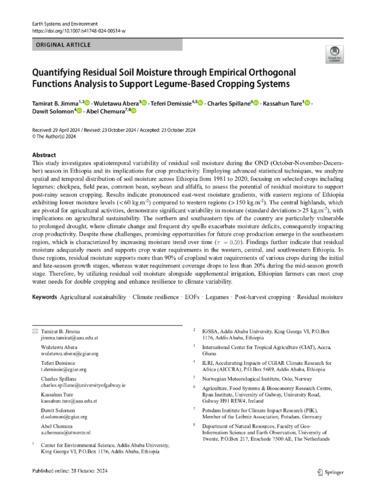 Quantifying residual soil moisture through empirical orthogonal functions analysis to support legume-based cropping systems