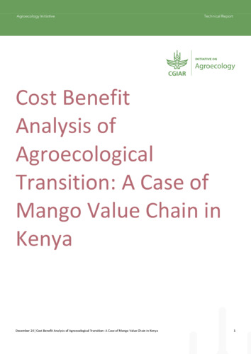 Cost benefit analysis of agroecological transition: A case of mango value chain in Kenya