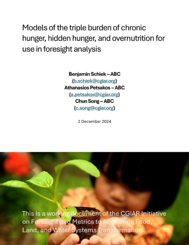 Models of the triple burden of chronic hunger, hidden hunger, and overnutrition for use in foresight analysis