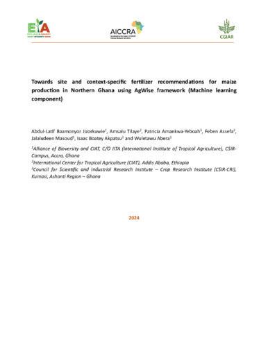Towards site and context-specific fertilizer recommendations for maize production in Northern Ghana using AgWise framework (Machine learning component)