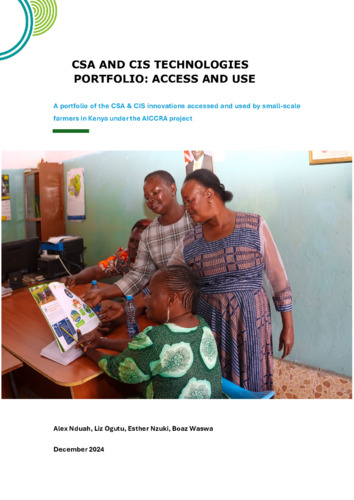 CSA and CIS technologies portfolio: Access and use. A portfolio of the CSA & CIS innovations accessed and used by small-scale farmers in Kenya under the AICCRA project