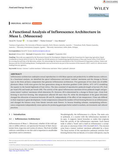 A functional analysis of inflorescence architecture in Musa L. (Musaceae)