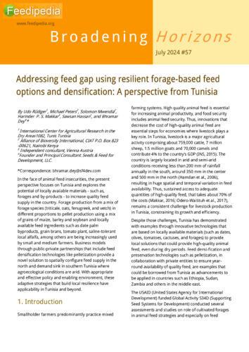 Addressing feed gap using resilient forage-based feed options and densification: A perspective from Tunisia
