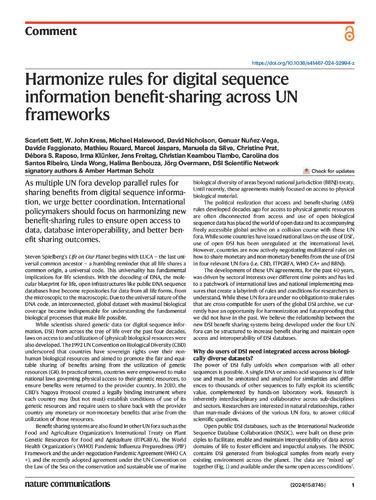 Harmonize rules for digital sequence information benefit-sharing across UN frameworks