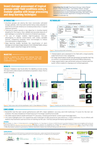 Insect damage assessment of tropical grasses under field conditions using a modular pipeline with image processing and deep learning techniques