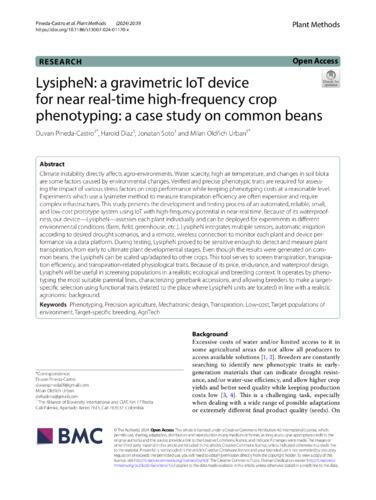 LysipheN: a gravimetric IoT device for near real-time high-frequency crop phenotyping: a case study on common beans