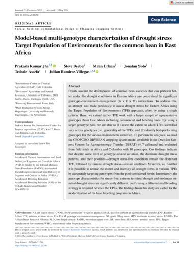Model‐based multi‐genotype characterization of drought stress target population of environments for the common bean in East Africa