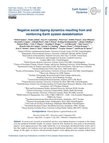 Negative social tipping dynamics resulting from and reinforcing Earth system destabilization