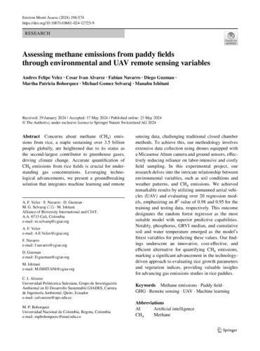 Assessing methane emissions from paddy fields through environmental and UAV remote sensing variables