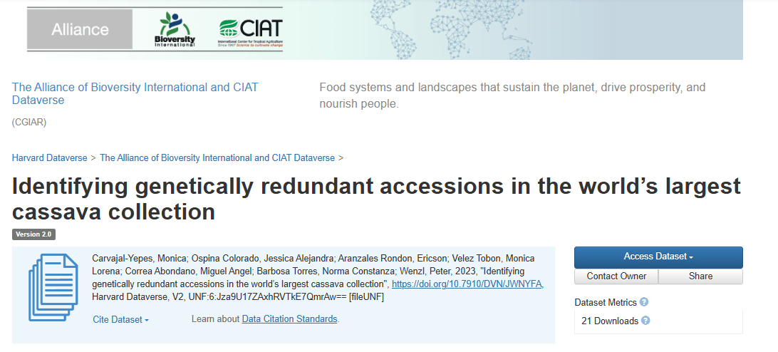 Data for: Identifying genetically redundant accessions in the globally largest cassava collection