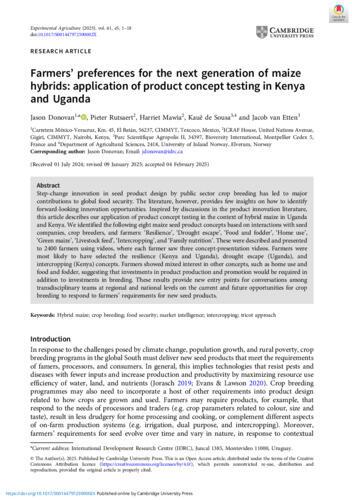 Farmers’ preferences for the next generation of maize hybrids: application of product concept testing in Kenya and Uganda
