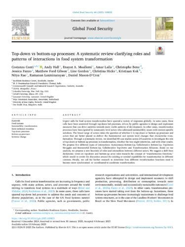 Top-down vs bottom-up processes: A systematic review clarifying roles and patterns of interactions in food system transformation
