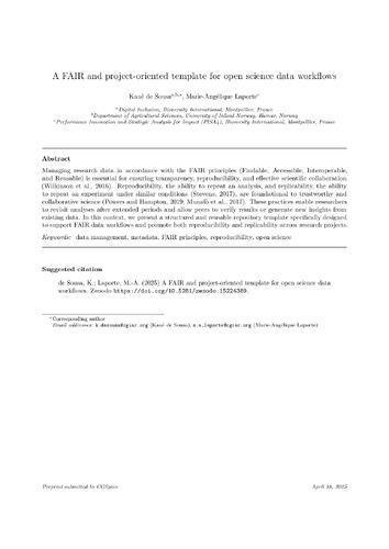 A FAIR and project-oriented template for open science data workflows