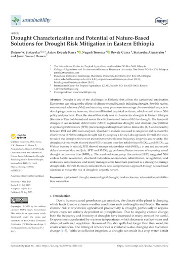Drought characterization and potential of nature-based solutions for drought risk mitigation in Eastern Ethiopia