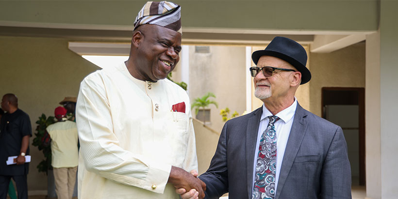 Governor of Bayelsa State, Douye Diri, in an engagement meeting with IITA Senior Management Team, Scientists and Unit Heads.