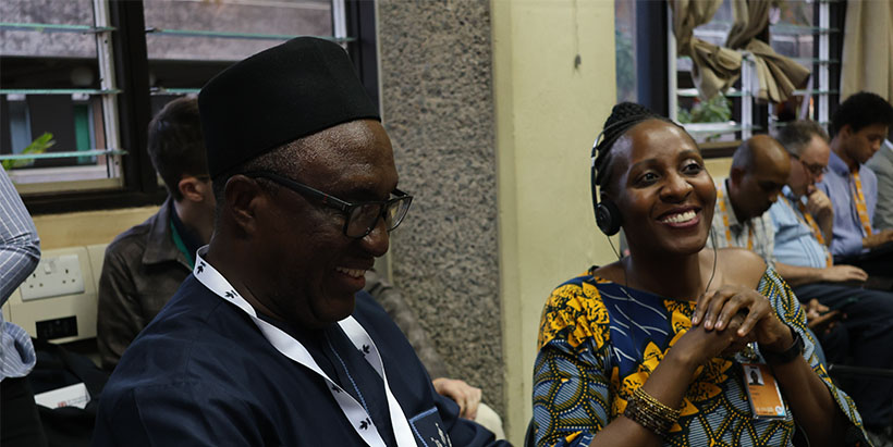 IITA Director General, Dr Simeon Ehui with IITA Food Seciurity and Nutrition Lead, Dr Mercy Lungaho during the Side Event.