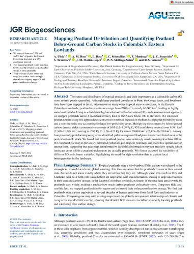 Mapping peatland distribution and quantifying peatland below‐ground carbon stocks in Colombia's Eastern Lowlands