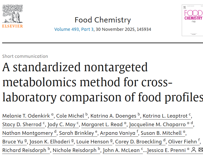 A standardized nontargeted metabolomics method for cross-laboratory comparison of food profiles