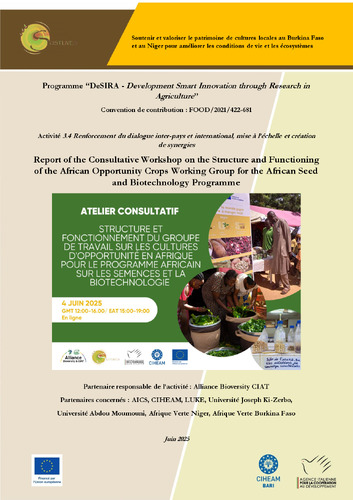 Report of the consultative workshop on the structure and functioning of the African opportunity crops working group for the African seed and biotechnology programme
