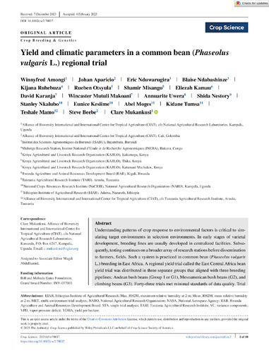 Yield and climatic parameters in a common bean