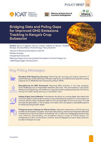 Bridging data and policy gaps for improved GHG emissions tracking in Kenya’s crop subsector