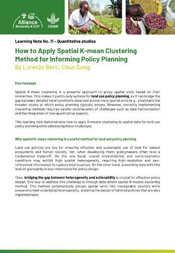 How to apply spatial K-mean clustering method for informing policy planning