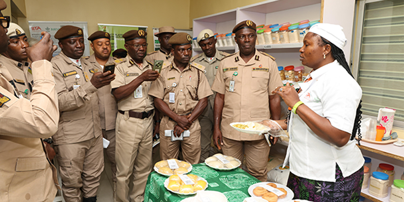 The Immigration team during a tour of the IITA Cassava Processing Unit.