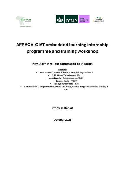 AFRACA-CIAT embedded learning internship programme and training workshop