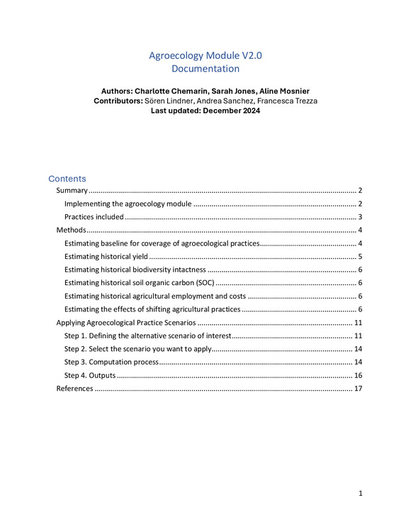 Agroecology Module V2.0 Documentation