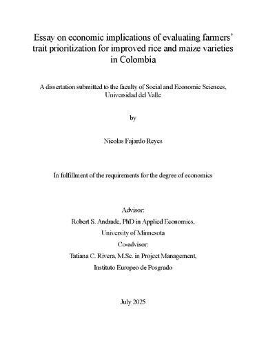 Essay on economic implications of evaluating farmers’ trait prioritization for improved rice and maize varieties in Colombia