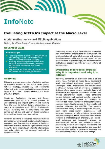 Evaluating AICCRA’s impact at the macro level: A brief method review and MELIA applications