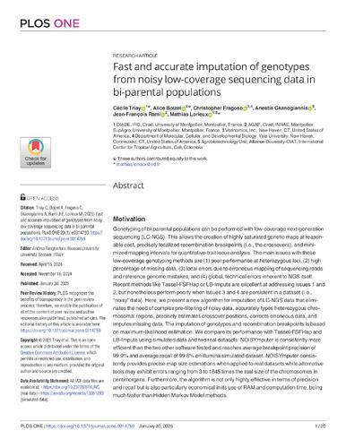 Fast and accurate imputation of genotypes from noisy low-coverage sequencing data in bi-parental populations