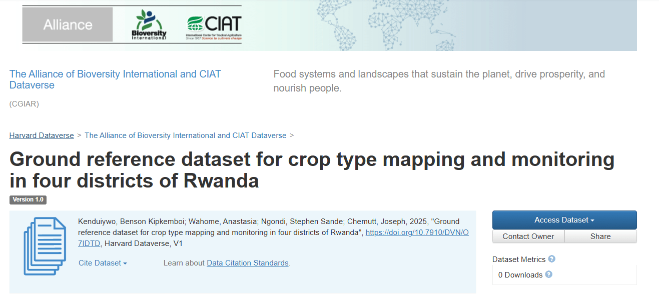 Ground reference dataset for crop type mapping and monitoring in four districts of Rwanda