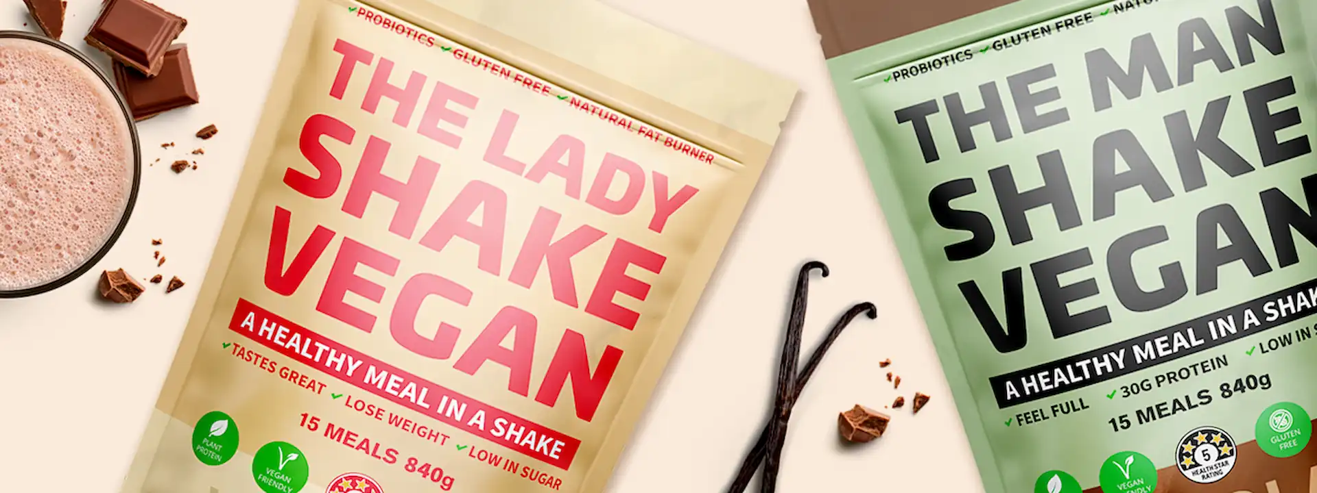 The Man & The Lady Shake Vegan Plant Based Protein Weight Loss Shakes