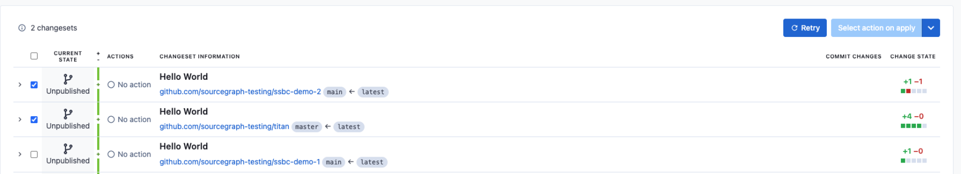 Re-execute changesets