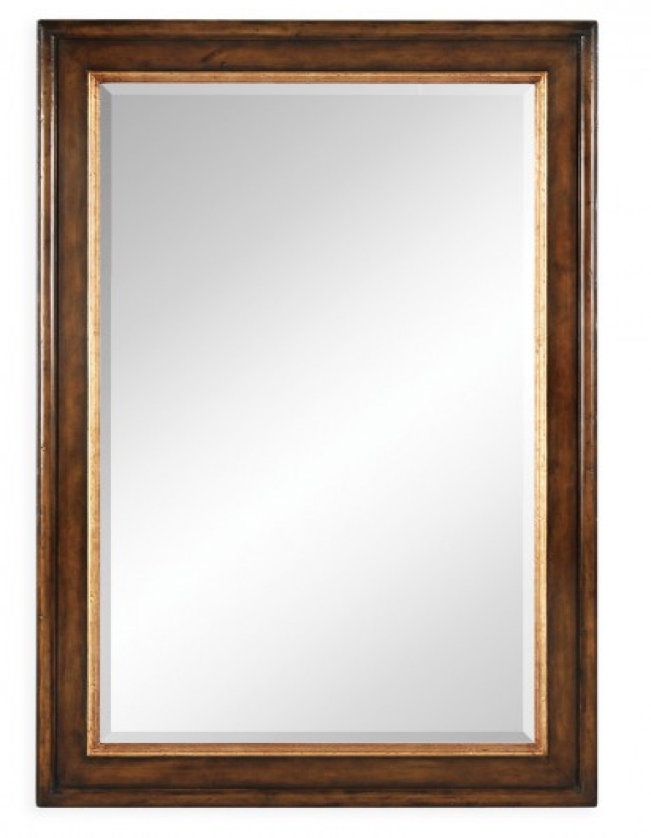 Plain Walnut Rectangular Mirror with Gilt Inset