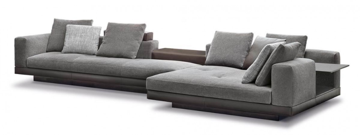 Connery Sectional Sofa : Open-End Element with 1 Armrest with FLAP - Seating Module 83 cm (SX), Chaise-Longue Square Large with Flap (DX), Optional Headrest and Optional Cushion 55x55 cm