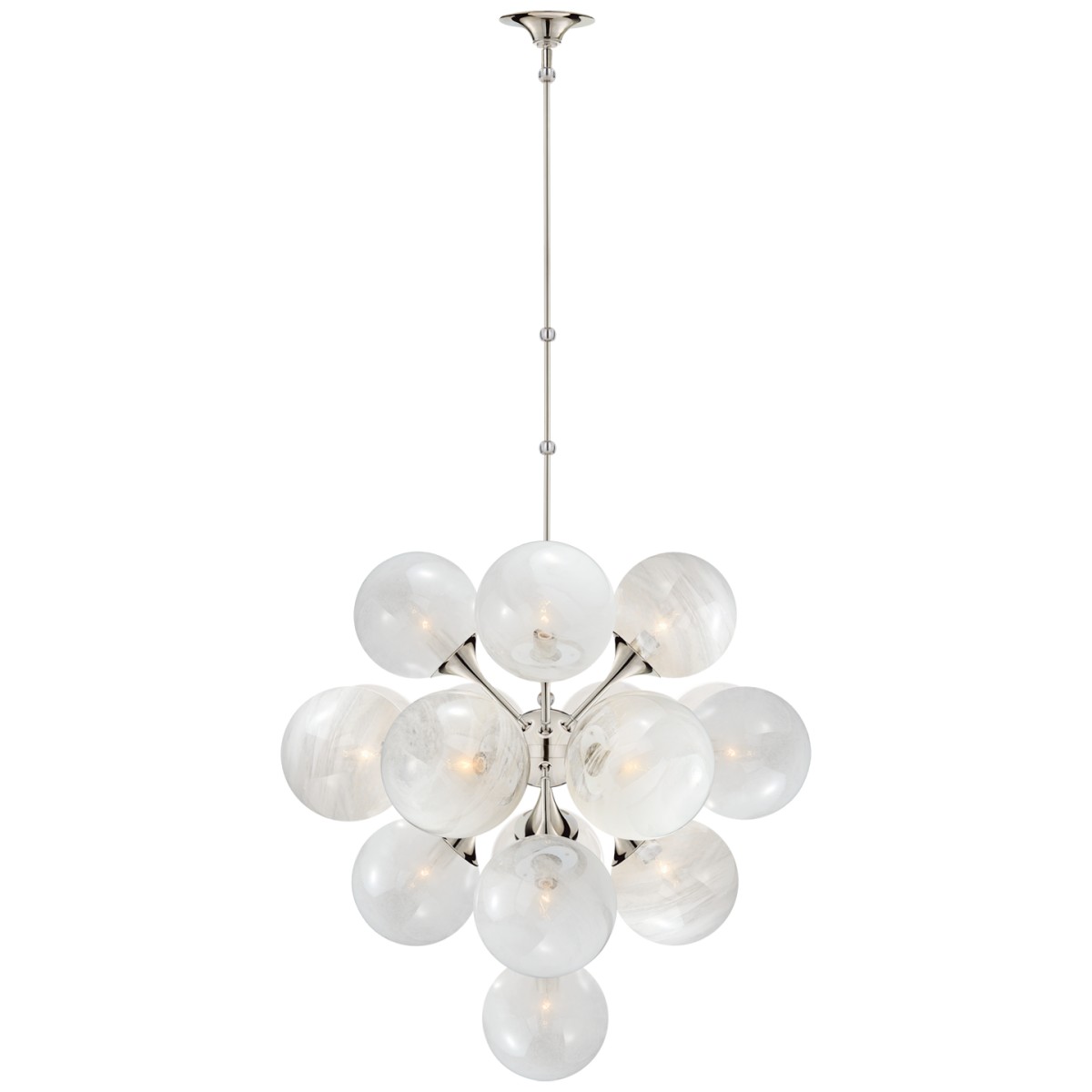 Cristol Large Tiered Chandelier With White Strie Glass