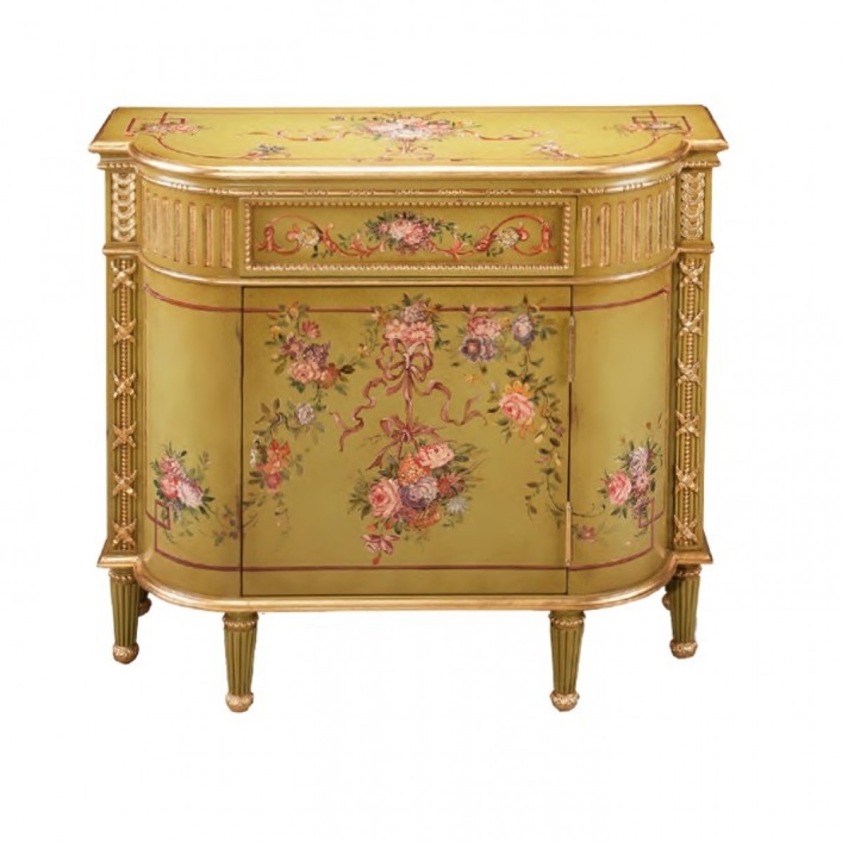 Cabinet with Floral Motif and Turned Legs