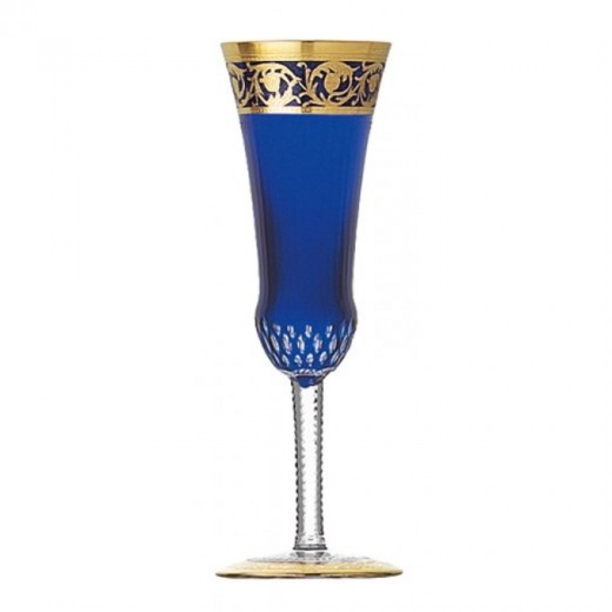 Thistle Champagne Flute Gold Engraving - Dark Blue | Highlight image
