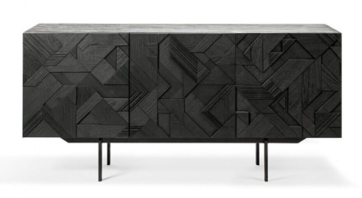 Teak Graphic Sideboard - 3 Doors