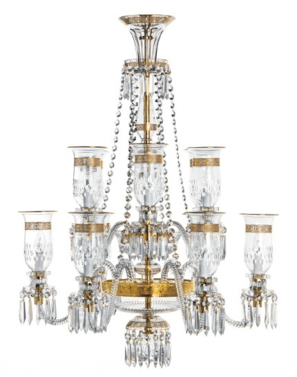 Thistle 12-Light Chandelier Gold Engraving - Clear