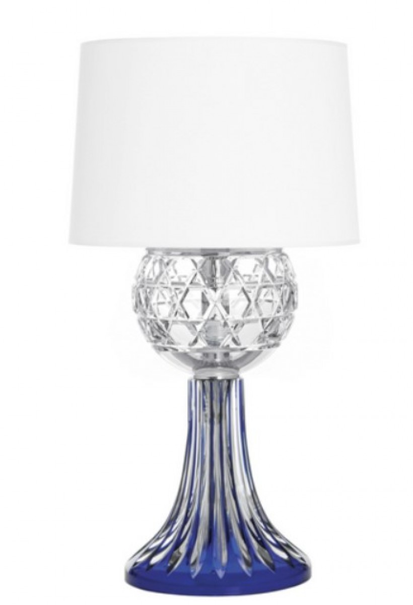 Royal Table Lamp - Dark Blue Crystal and Chrome-Plated