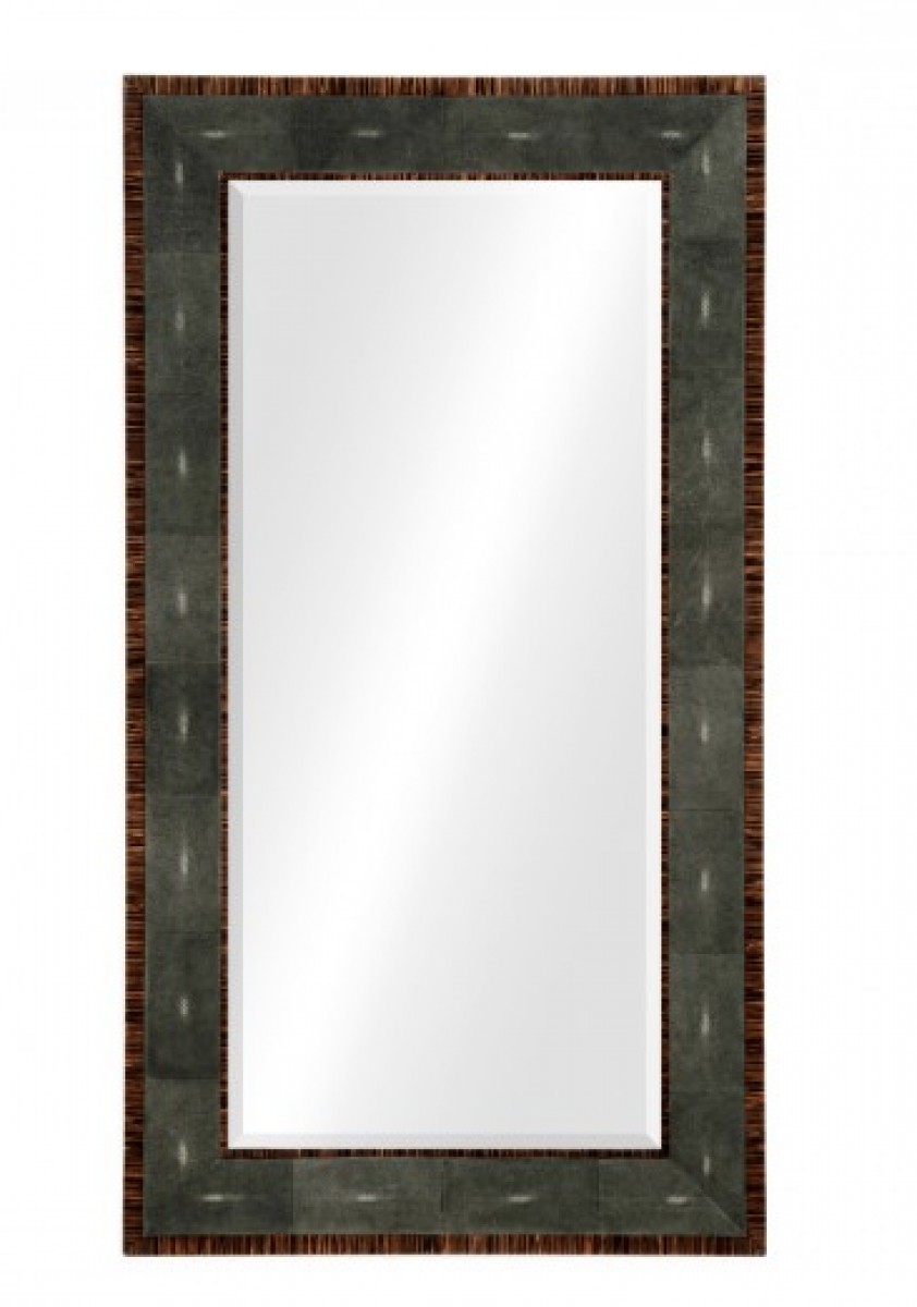 Faux Macassar Ebony and Anthracite Shagreen Floor Mirror