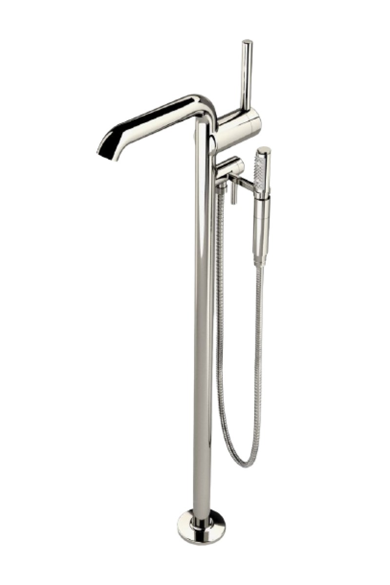 .25 Floor Mounted Exposed Tub Filler With Handshower and Joystick Handle