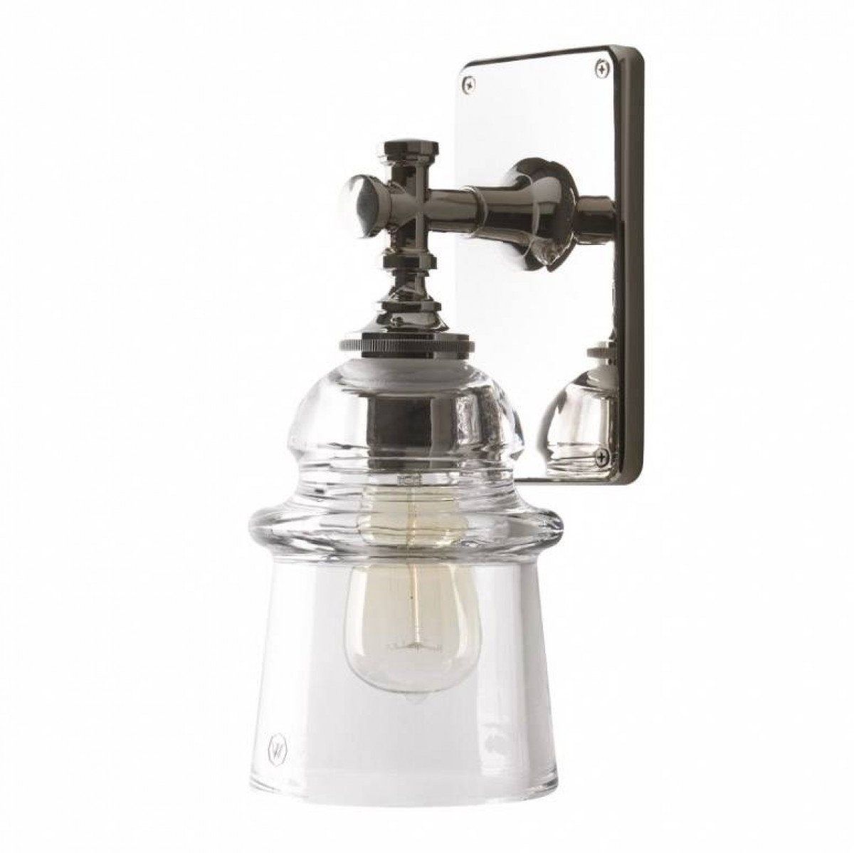 Watt Wall Mounted Single Arm Sconce with Plain Glass Shade