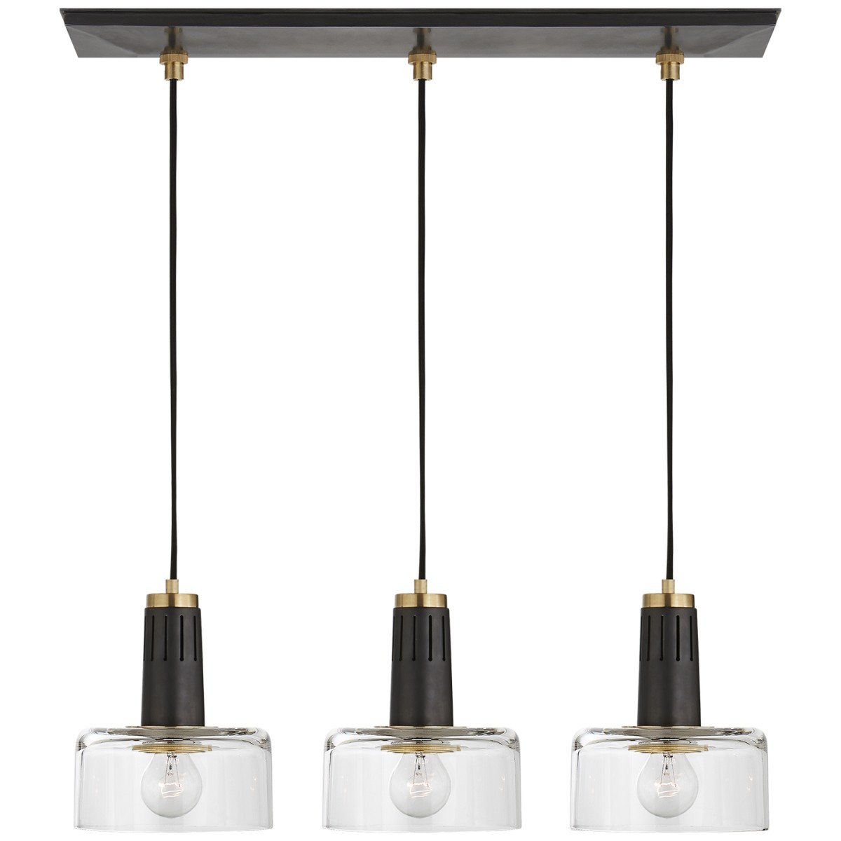 Iris Triple Linear Pendant with Clear Glass | Highlight image