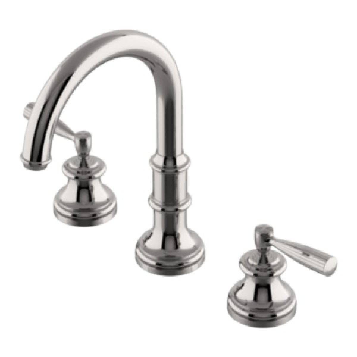 Foro Gooseneck Three Hole Deck Mounted Lavatory Faucet with Metal Lever Handles