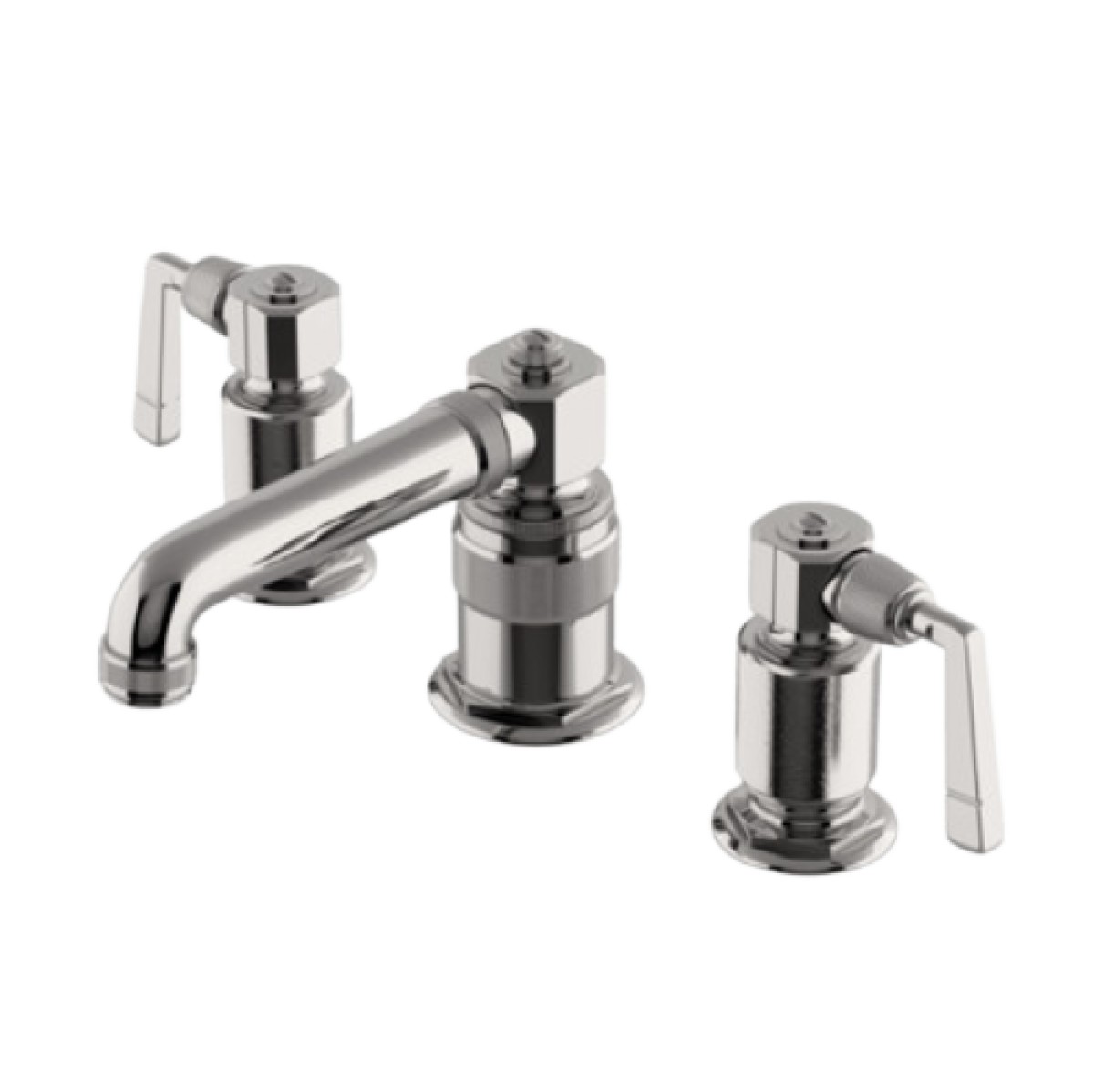 R.W. Atlas Deck Mounted Marquee Lavatory Faucet with Metal Lever Side Mount Handles