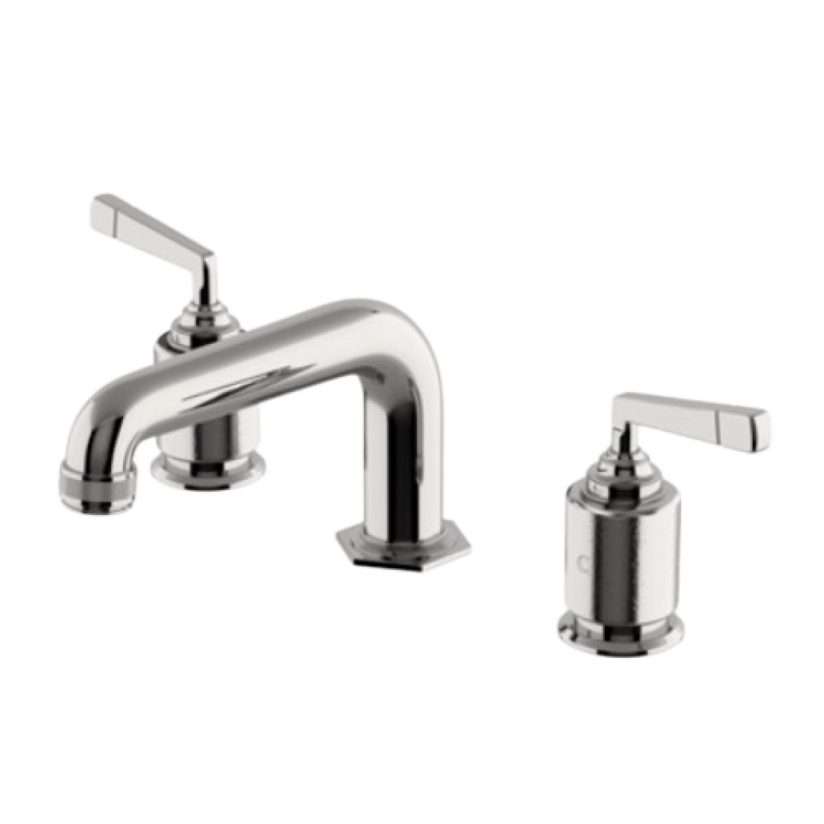 R.W. Atlas Low Profile Three Hole Deck Mounted Lavatory Faucet with Metal Lever Handles